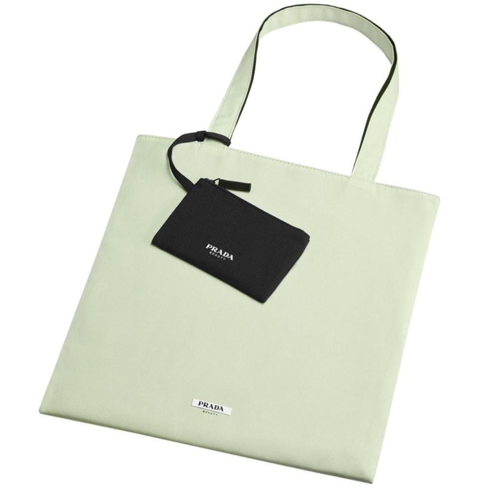 Prada Black and Green Cream Reversible Tote Bag with Pouch - Picture 7 of 7